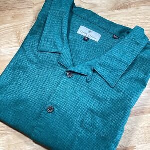 Mens Oak Hill Big And Tall Short Sleeve Lightweight Camp Shirt- 4XL Forest green